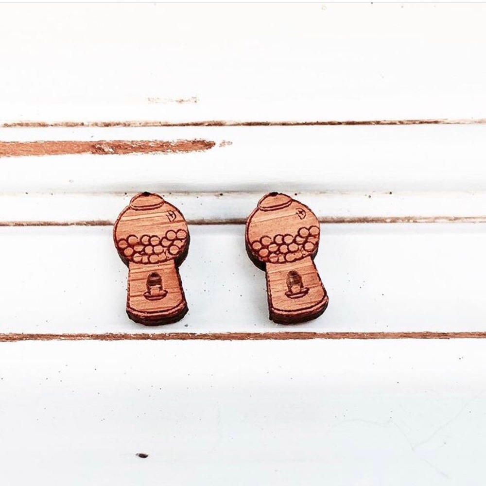 Gum Ball Machine Bamboo Earrings